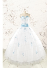 Discount Appliques and Beading White 2015 Quinceanera Dresses