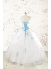 Discount White Quinceanera Dresses with Appliques for 2015