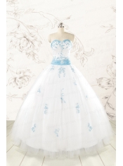 Discount White Quinceanera Dresses with Appliques for 2015
