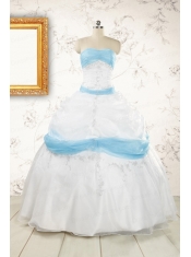 Elegant Ball Gown Quinceanera Dress in White and Baby Blue