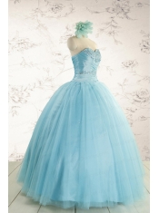 Elegant Beading 2015 Quinceanera Dress in Baby Blue