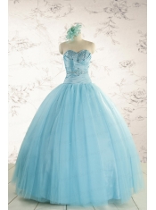 Elegant Beading 2015 Quinceanera Dress in Baby Blue