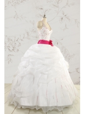 Elegant Halter Belt Beading White Quinceanera Dresses for 2015