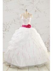 Elegant Halter Belt Beading White Quinceanera Dresses for 2015