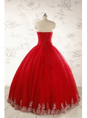 Elegant Red Strapless Quinceanera Dresses for 2015