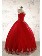 Elegant Red Strapless Quinceanera Dresses for 2015