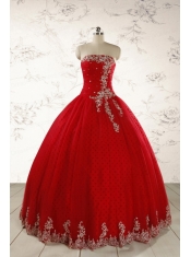 Elegant Red Strapless Quinceanera Dresses for 2015