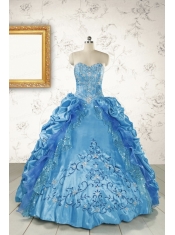 Elegant Sweetheart Embroidery Sweet 16 Dress in Blue