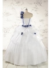 Elegant White One Shoulder Hand Made Flower Quinceanera Dress for 2015