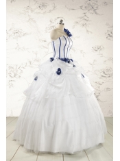 Elegant White One Shoulder Hand Made Flower Quinceanera Dress for 2015