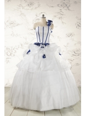 Elegant White One Shoulder Hand Made Flower Quinceanera Dress for 2015