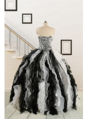 Exclusive Black and White Quinceanera Dresses with Zebra and Ruffles