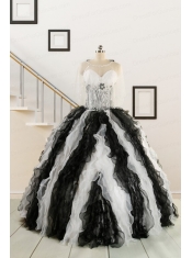 Exclusive Black and White Quinceanera Dresses with Zebra and Ruffles