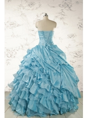 Fashionable Beading Aqua Blue Quinceanera Dresses for 2015