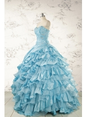 Fashionable Beading Aqua Blue Quinceanera Dresses for 2015