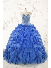 Hot Sale Beading Royal Blue Sweet 15 Dresses with Sweep Train Hot Sale Beading Royal Blue Sweet 15 Dresses with Sweep Train
