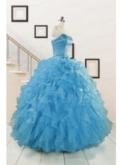 Hot Sell Blue Quinceanera Dresses With Beading and Ruffles