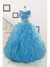 Hot Sell Blue Quinceanera Dresses With Beading and Ruffles