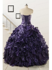 Luxurious 2015 Ball Gown Purple Quinceanera Dresses with Appliques