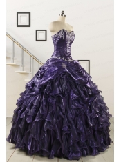 Luxurious 2015 Ball Gown Purple Quinceanera Dresses with Appliques
