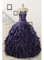 Luxurious 2015 Ball Gown Purple Quinceanera Dresses with Appliques