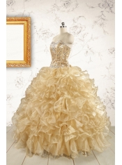 Luxurious Champange Quinceanera Dresses with Beading