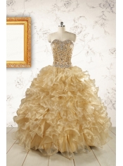 Luxurious Champange Quinceanera Dresses with Beading