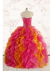 Luxurious Puffy Multi Color Quinceanera Dresses with Beading and Ruffles