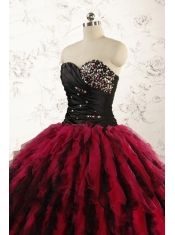 Luxurious Sweetheart Beading Quinceanera Dresses in Red and Black