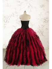 Luxurious Sweetheart Beading Quinceanera Dresses in Red and Black