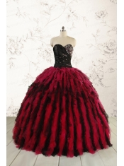 Luxurious Sweetheart Beading Quinceanera Dresses in Red and Black