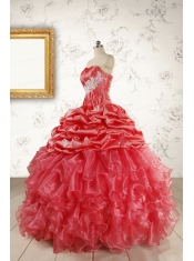 Luxurious Sweetheart Beading Quinceanera Dresses in Watermelon