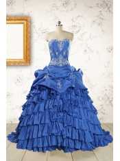 Modern Brush Train Appliques Sweet 15 Dresses in Royal Blue Modern Brush Train Appliques Sweet 15 Dresses in Royal Blue