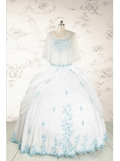Modest Appliques Quinceanera Dresses in White for 2015