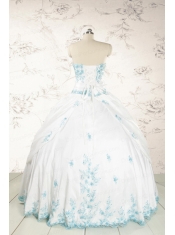 Modest Appliques Quinceanera Dresses in White for 2015