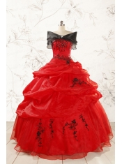 Most Popular Appliques Red Quinceanera Dresses for 2015