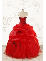Most Popular Appliques Red Quinceanera Dresses for 2015