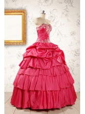 Most Popular Coral Red Sweet 16 Dresses with Appliques