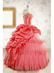 New Style Appliques Quinceanera Dresses in Watermelon