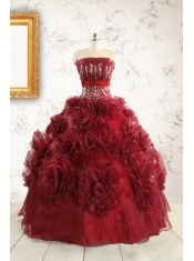 New Style Ball Gown Wine Red Quinceanera Dresses for 2015