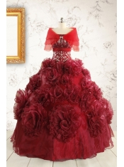New Style Ball Gown Wine Red Quinceanera Dresses for 2015
