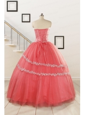 New Style Watermelon Quinceanera Dresses with Beading for 2015