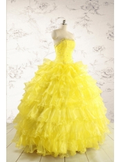 New Style Yellow Quinceanera Dresses with Beading and Ruffles