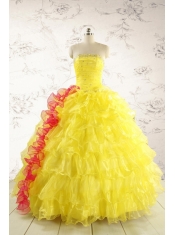 New Style Yellow Quinceanera Dresses with Beading and Ruffles