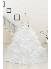 New Sweetheart Sweep Train Beading and Ruffles Quinceanera Dress for 2015