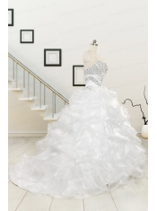 New Sweetheart Sweep Train Beading and Ruffles Quinceanera Dress for 2015
