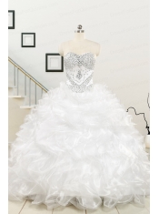 New Sweetheart Sweep Train Beading and Ruffles Quinceanera Dress for 2015