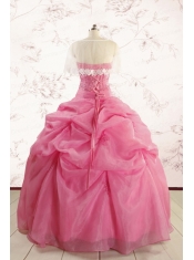 Perfect Rose Pink Quinceanera Gowns with Pick Ups for 2015