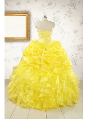 Popular Sweetheart Yellow Quinceanera Dresses with Beading