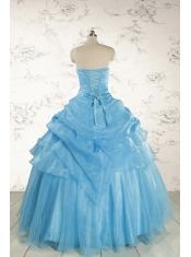 Pretty Aqua Blue Quinceanera Dresses with Appliques for 2015